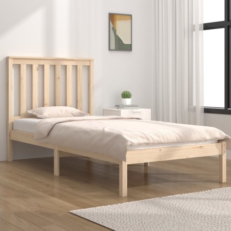 Solid pine wood bed frame 75x190 cm by , Beds and slatted bases - Ref: Foro24-3103803, Price: 84,74 €, Discount: %