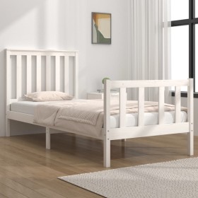 Estructura de cama madera maciza de pino blanco 75x190 cm de , Camas y somieres - Ref: Foro24-3103869, Precio: 112,35 €, Desc...