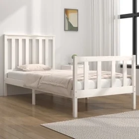 Solid white pine wood bed frame 75x190 cm by , Beds and slatted bases - Ref: Foro24-3103869, Price: 114,22 €, Discount: %