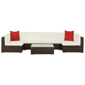 7-teiliges Gartenmöbel-Set und braune synthetische Rattankissen von vidaXL, Gartensets - Ref: Foro24-44600, Preis: 577,12 €, ...