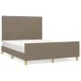 Bed frame with headboard in taupe gray fabric 140x200 cm by , Beds and slatted bases - Ref: Foro24-3125223, Price: 216,37 €, ...