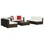 7-teiliges Gartenmöbel-Set und braune synthetische Rattankissen von vidaXL, Gartensets - Ref: Foro24-44600, Preis: 568,55 €, ...