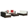 7-teiliges Gartenmöbel-Set und braune synthetische Rattankissen von vidaXL, Gartensets - Ref: Foro24-44600, Preis: 577,12 €, ...