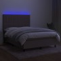 Box spring bed with mattress and LED lights taupe gray fabric 140x200 cm by , Beds and slatted bases - Ref: Foro24-3135041, P...