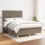 Box spring bed with taupe gray fabric mattress 140x190 cm by , Beds and slatted bases - Ref: Foro24-3142493, Price: 508,28 €,...