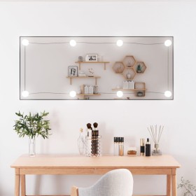 Espejo de pared rectangular con luces LED vidrio 40x100 cm