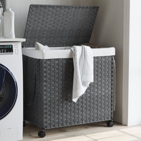 Gray rattan laundry basket with wheels 60x35x60.5 cm by , Laundry baskets - Ref: Foro24-372041, Price: 71,77 €, Discount: %