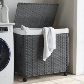 Gray rattan laundry basket with wheels 60x35x60.5 cm by , Laundry baskets - Ref: Foro24-372041, Price: 69,48 €, Discount: %