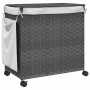 Grauer Rattan-Wäschekorb mit Rädern 60x35x60,5 cm von , Wäschekörbe - Ref: Foro24-372041, Preis: 71,77 €, Rabatt: %