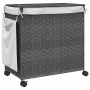 Gray rattan laundry basket with wheels 60x35x60.5 cm by , Laundry baskets - Ref: Foro24-372041, Price: 73,28 €, Discount: %