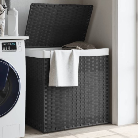 Cesto de ropa sucia 2 secciones ratán sintético gris 53x35x57cm de , Cestas para ropa - Ref: Foro24-372036, Precio: 67,74 €, ...