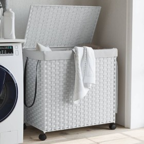Laundry hamper with white rattan wheels 60x35x60.5 cm by , Laundry baskets - Ref: Foro24-372043, Price: 90,25 €, Discount: %