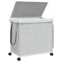 Laundry hamper with white rattan wheels 60x35x60.5 cm by , Laundry baskets - Ref: Foro24-372043, Price: 83,30 €, Discount: %