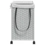Laundry hamper with white rattan wheels 60x35x60.5 cm by , Laundry baskets - Ref: Foro24-372043, Price: 83,30 €, Discount: %