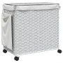Laundry hamper with white rattan wheels 60x35x60.5 cm by , Laundry baskets - Ref: Foro24-372043, Price: 83,30 €, Discount: %
