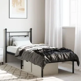 Bettgestell mit schwarzem Metallkopfteil 80x200 cm von , Betten und Lattenroste - Ref: Foro24-374330, Preis: 64,76 €, Rabatt: %