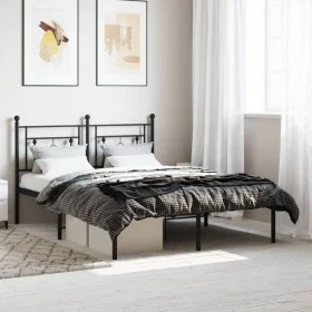 Bed frame with black metal headboard 140x190 cm by , Beds and slatted bases - Ref: Foro24-374339, Price: 97,53 €, Discount: %