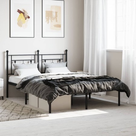 Estructura de cama con cabecero metal negro 140x190 cm de , Camas y somieres - Ref: Foro24-374339, Precio: 98,66 €, Descuento: %