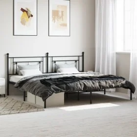 Estructura de cama con cabecero metal negro 193x203 cm de , Camas y somieres - Ref: Foro24-374345, Precio: 105,56 €, Descuent...