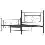 Bed frame with headboard and black metal footboard 107x203cm by , Beds and slatted bases - Ref: Foro24-374353, Price: 83,96 €...