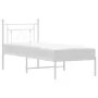 Metal bed frame with white headboard 80x200 cm by , Beds and slatted bases - Ref: Foro24-374379, Price: 60,97 €, Discount: %