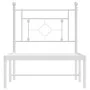 Metal bed frame with white headboard 80x200 cm by , Beds and slatted bases - Ref: Foro24-374379, Price: 60,97 €, Discount: %