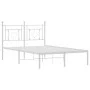 Metal bed frame with white headboard 120x190 cm by , Beds and slatted bases - Ref: Foro24-374385, Price: 84,95 €, Discount: %