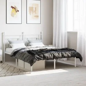 Metal bed frame with white headboard 135x190 cm by , Beds and slatted bases - Ref: Foro24-374387, Price: 87,10 €, Discount: %