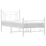Metal bed frame with headboard and footboard white 100x200 cm by , Beds and slatted bases - Ref: Foro24-374401, Price: 84,26 ...