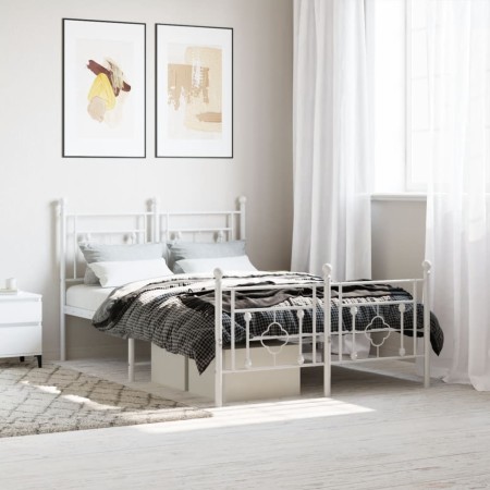 Metallbettgestell mit Kopfteil und weißem Fußteil 120x190 cm von , Betten und Lattenroste - Ref: Foro24-374403, Preis: 109,59...
