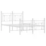 Metal bed frame with headboard and white footboard 120x190 cm by , Beds and slatted bases - Ref: Foro24-374403, Price: 108,05...