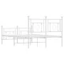 Metal bed frame with headboard and white footboard 120x190 cm by , Beds and slatted bases - Ref: Foro24-374403, Price: 108,05...