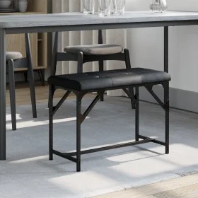 Banco de comedor acero y cuero sintético negro 62x32x45 cm de , Bancos de comedor y cocina - Ref: Foro24-835217, Precio: 40,3...