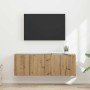 Mueble de TV Montado en la Pared 2 pcs Roble artesanal en Muebles TV | Comprar online en Foro24