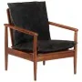 Sillón madera maciza acacia y cuero auténtico negro de , Sillones - Ref: Foro24-340922, Precio: 209,29 €, Descuento: %