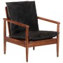 Solid acacia wood armchair with genuine black leather by , Armchairs - Ref: Foro24-340922, Price: 221,36 €, Discount: %