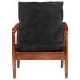 Solid acacia wood armchair with genuine black leather by , Armchairs - Ref: Foro24-340922, Price: 221,36 €, Discount: %