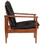 Solid acacia wood armchair with genuine black leather by , Armchairs - Ref: Foro24-340922, Price: 221,36 €, Discount: %