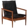 Solid acacia wood armchair with genuine black leather by , Armchairs - Ref: Foro24-340922, Price: 221,36 €, Discount: %