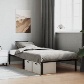 Black metal bed frame 107x203 cm by , Beds and slatted bases - Ref: Foro24-373651, Price: 60,73 €, Discount: %