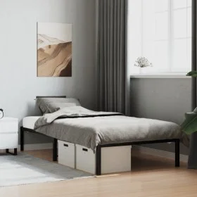 Black metal bed frame 107x203 cm by , Beds and slatted bases - Ref: Foro24-373651, Price: 59,81 €, Discount: %