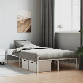 White metal bed frame 120x190 cm by , Beds and slatted bases - Ref: Foro24-373670, Price: 84,58 €, Discount: %