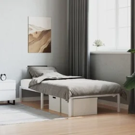 White metal bed frame 90x200 cm by , Beds and slatted bases - Ref: Foro24-373666, Price: 55,56 €, Discount: %