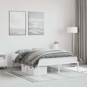White metal bed frame 135x190 cm by , Beds and slatted bases - Ref: Foro24-373672, Price: 86,44 €, Discount: %