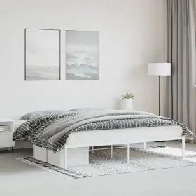 Bettgestell aus weißem Metall, 193 x 203 cm von , Betten und Lattenroste - Ref: Foro24-373679, Preis: 91,37 €, Rabatt: %