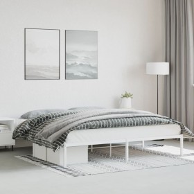 Estructura de cama de metal blanco 193x203 cm de , Camas y somieres - Ref: Foro24-373679, Precio: 92,78 €, Descuento: %