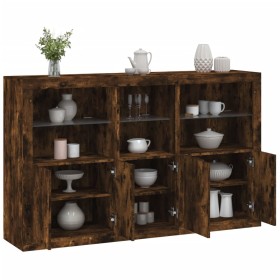 Sideboard with LED lights smoked oak 162x37x100 cm by , Sideboards - Ref: Foro24-3209146, Price: 278,22 €, Discount: %