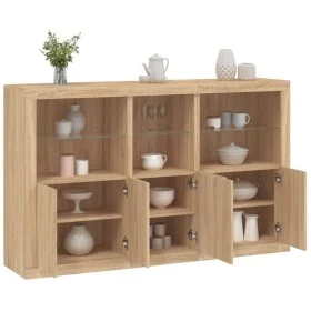 Sideboard with LED lights Sonoma oak 162x37x100 cm by , Sideboards - Ref: Foro24-3209144, Price: 221,09 €, Discount: %