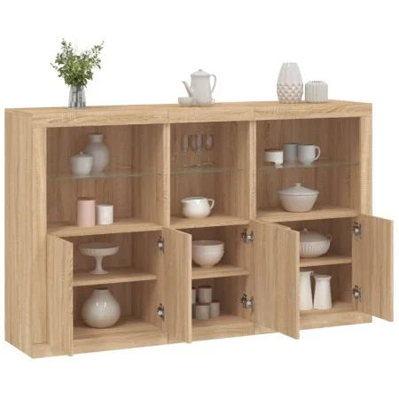 Sideboard with LED lights Sonoma oak 162x37x100 cm by , Sideboards - Ref: Foro24-3209144, Price: 221,09 €, Discount: %
