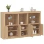 Sideboard with LED lights Sonoma oak 162x37x100 cm by , Sideboards - Ref: Foro24-3209144, Price: 221,09 €, Discount: %